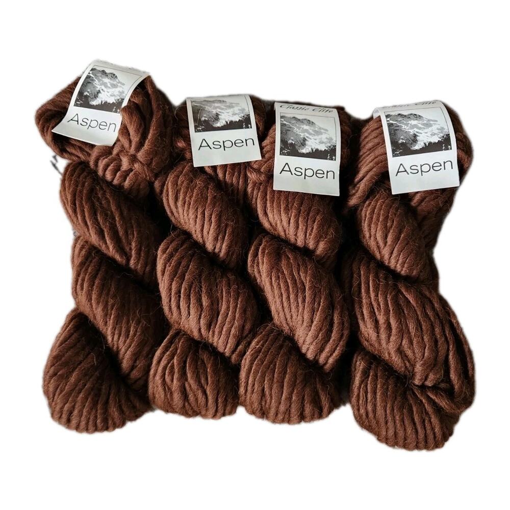 Classic Elite Aspen Yarn Lot 4 Skeins Super Bulky Alpaca Wool Brown Knit Crochet